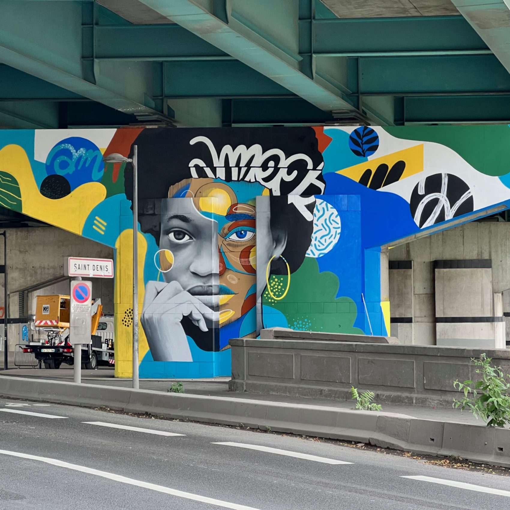 Fresque d'Amoor sous l'A86, Street Art Avenue, Saint-Denis, 2022